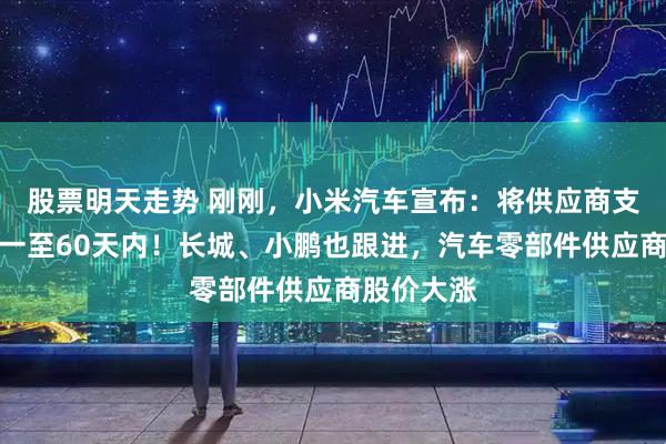 股票明天走势 刚刚，小米汽车宣布：将供应商支付账期统一至60天内！长城、小鹏也跟进，汽车零部件供应商股价大涨