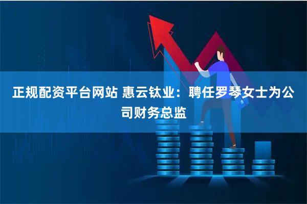 正规配资平台网站 惠云钛业：聘任罗琴女士为公司财务总监